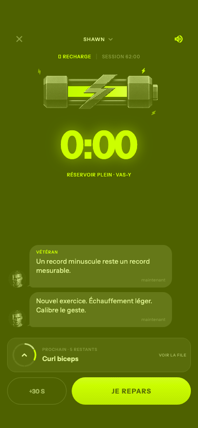 Real BrutalBoost recovery screen with a full tank and coach thread